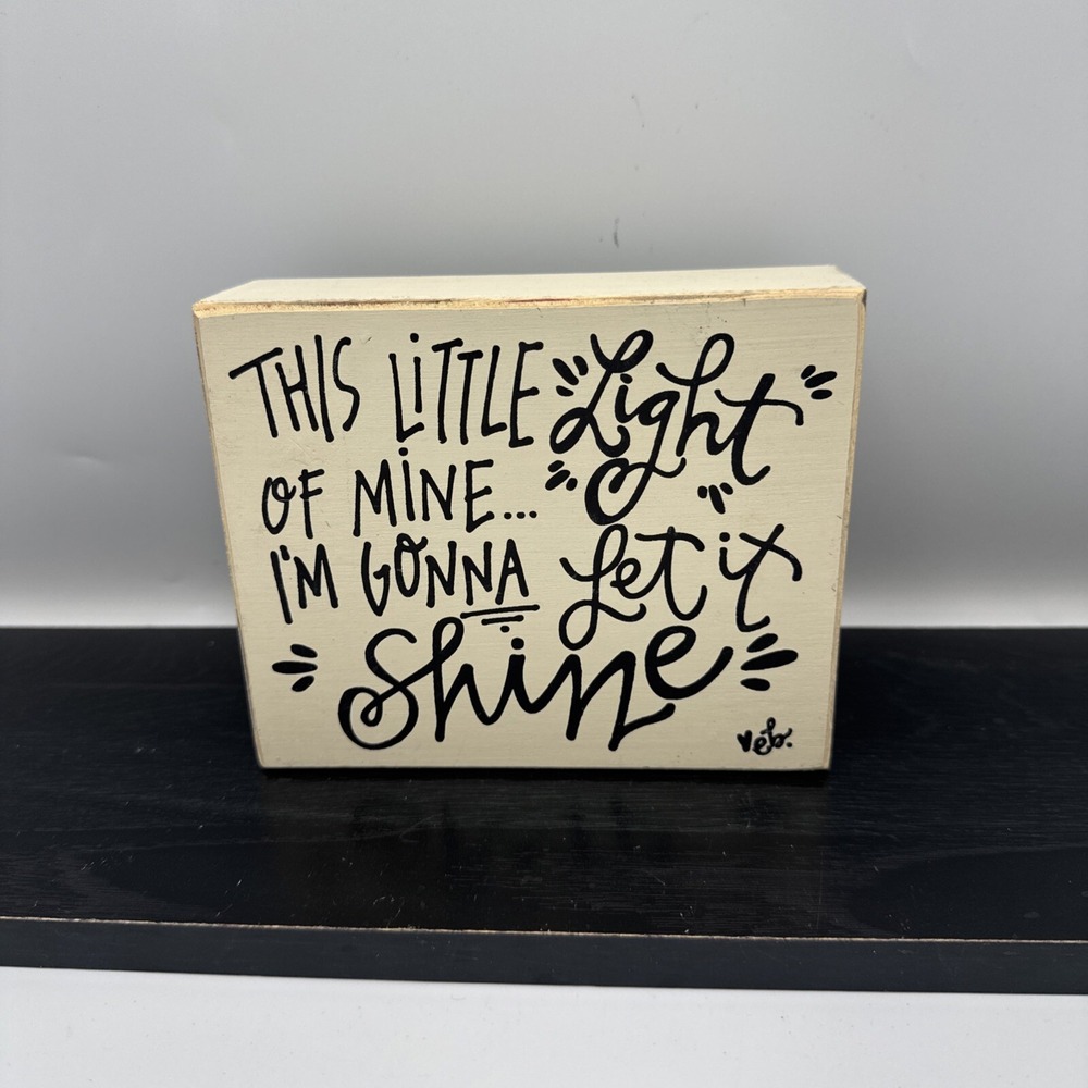 Kirkland Wooden Box Sign Home Decor Cream This Little Light of Mine Quote